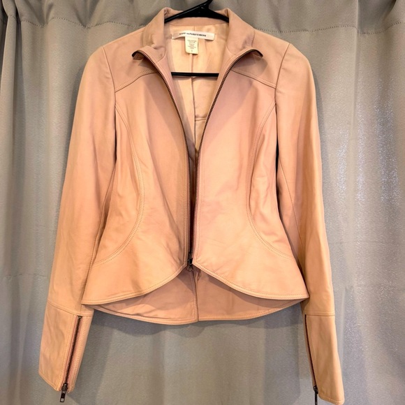 Diane Von Furstenberg Ladies Slim Fit Leather Jacket / Size 2 - Picture 1 of 7